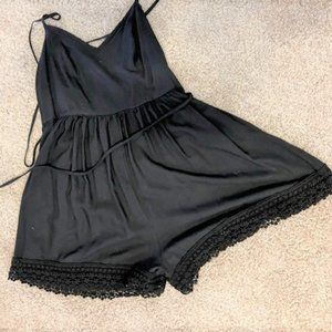 Black Lace trimmed romper